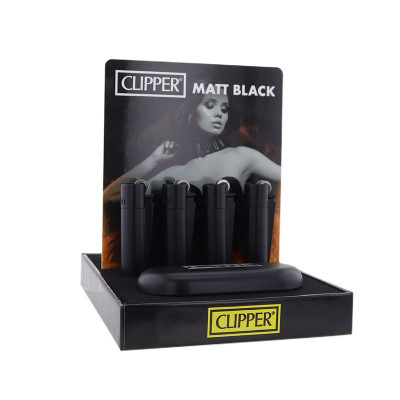 Clipper - Metal Small Vuursteen aansteker - Black - Display + Giftbox (12-stuks)
