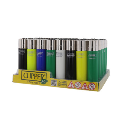 Clipper Classic - Vuursteen aansteker - Solid Assorted - Display (48-stuks)