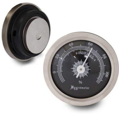 Hygrometer - 45mm/36mm - Mat Chroom Zwart